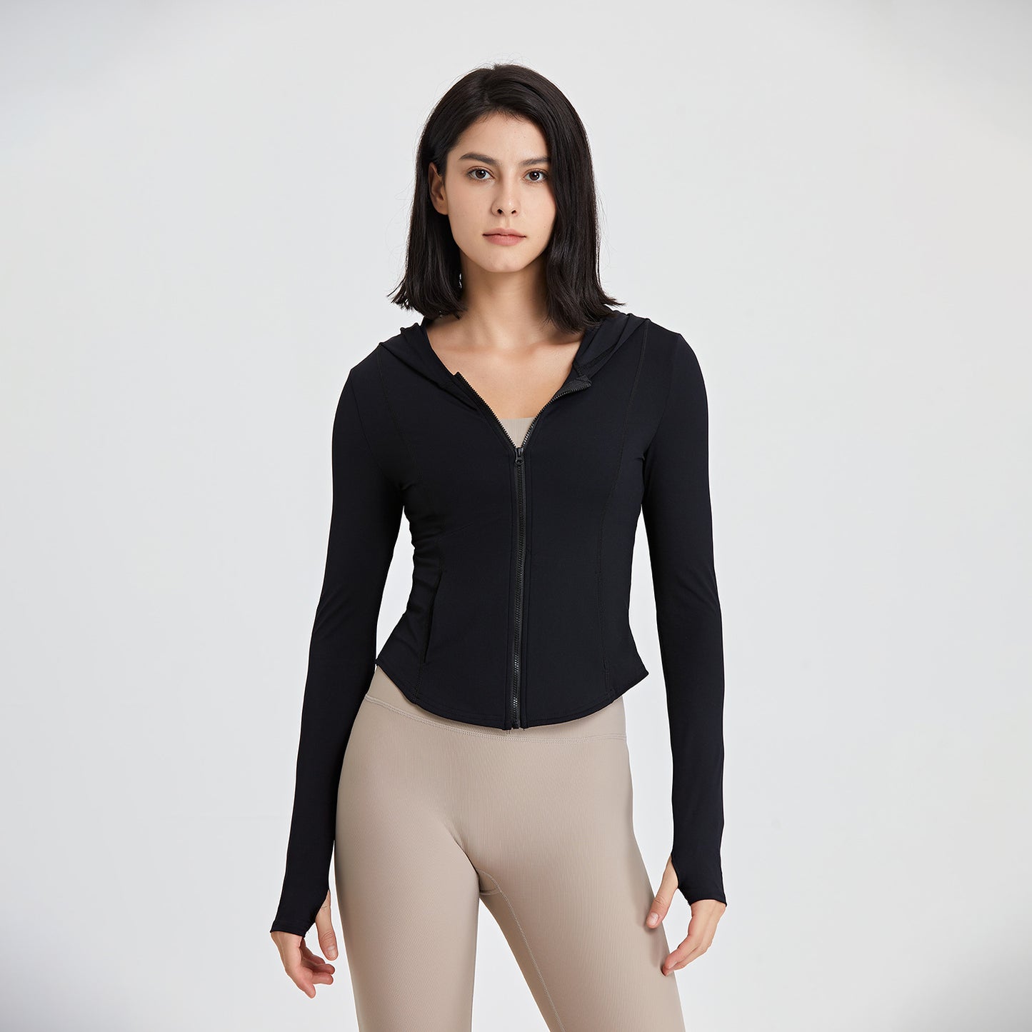 Nude Feel Autumn Winter Yoga Clothes Coat Long Sleeved Zipper Cardigan Women Hooded Running Sports Workout Clothes Top