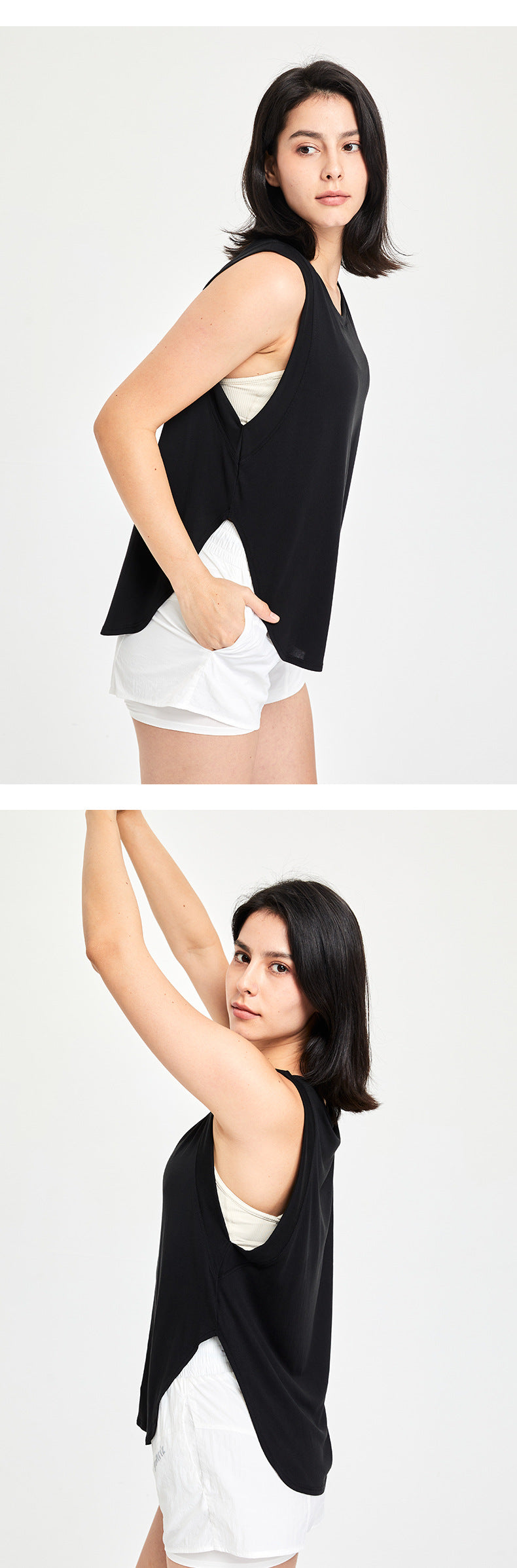 Workout Clothes Women Short Sleeveless T-shirt Running Training Yoga Jacket Loose Sports Vest Summer Blouse