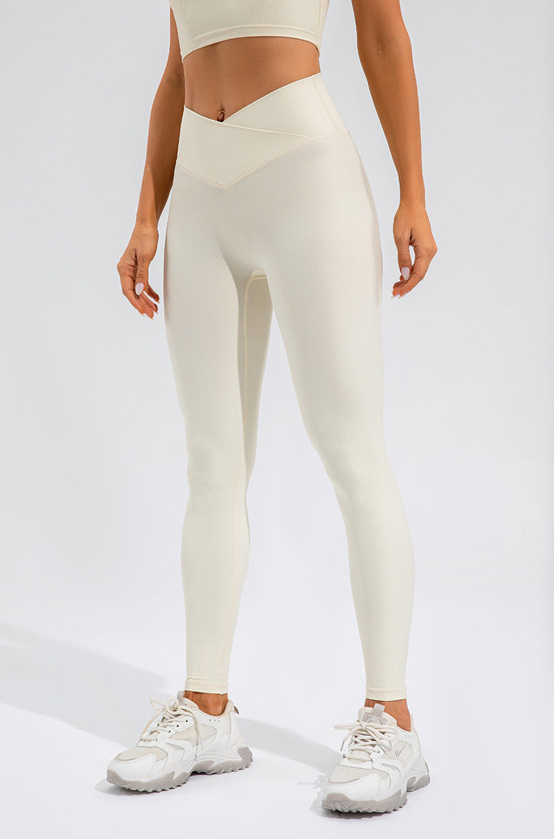 Nude Feel Quick Drying Yoga Pants Women Hip Lifting Outdoor Running Fitness Pants Elastic High Waist Workout Exercise Pants
