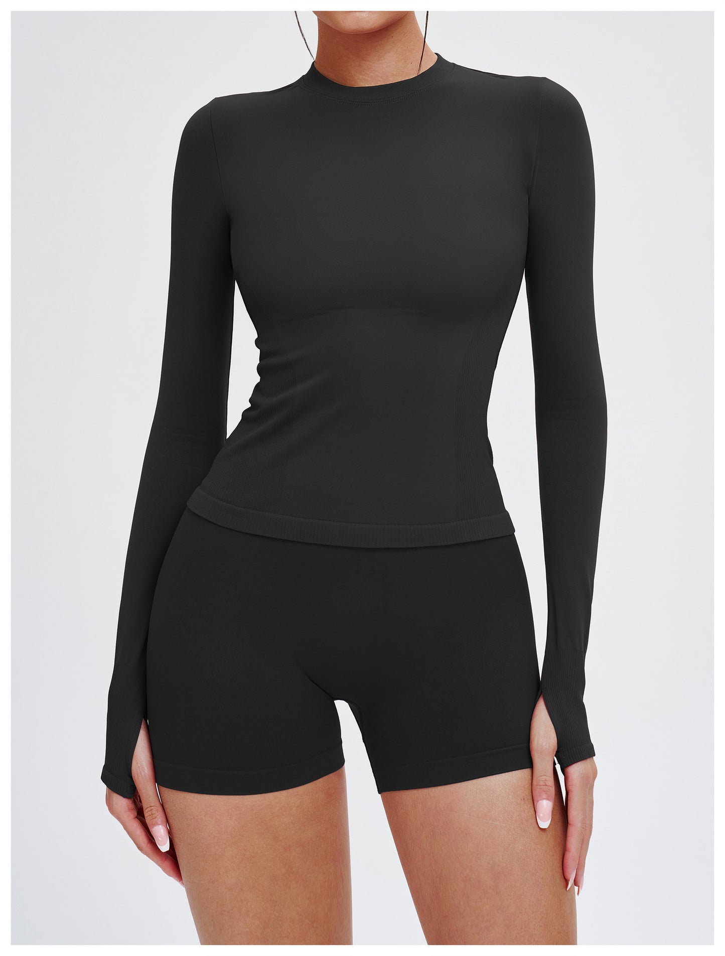 Women Seamless Yoga Long Sleeve round Neck Tight Comfortable Exercise Yoga Clothes Outdoor Running Workout T shirt