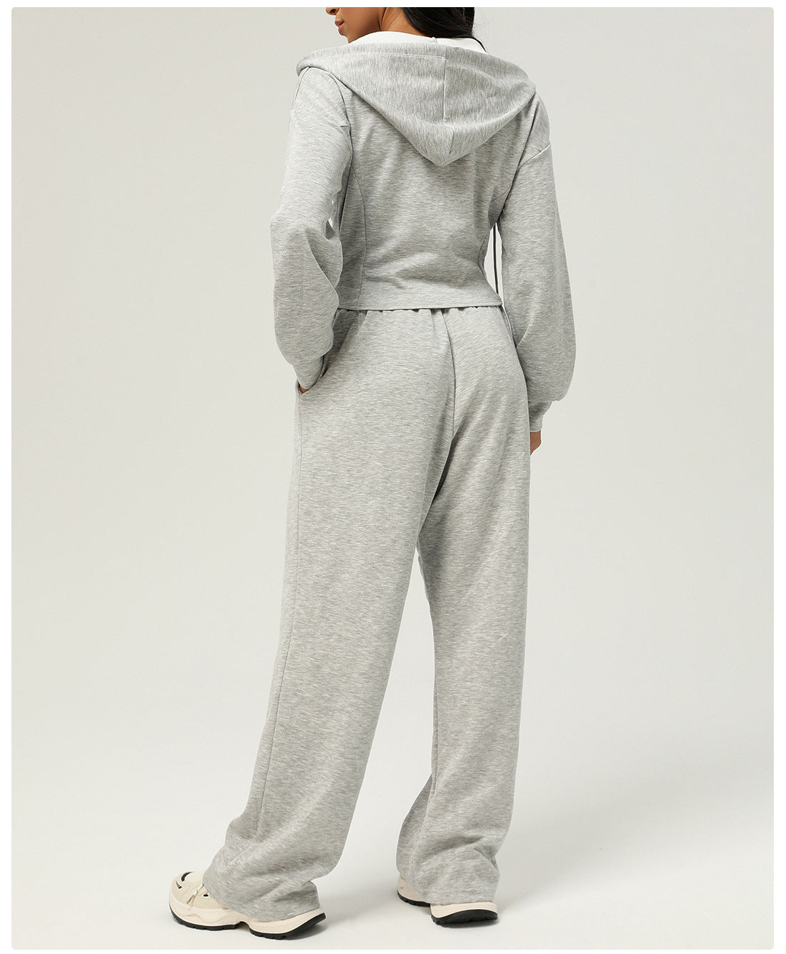 Autumn Winter Sports Zipper Coat Hooded Casual Cardigan Sweater Pocket Loose Yoga Jacket Women