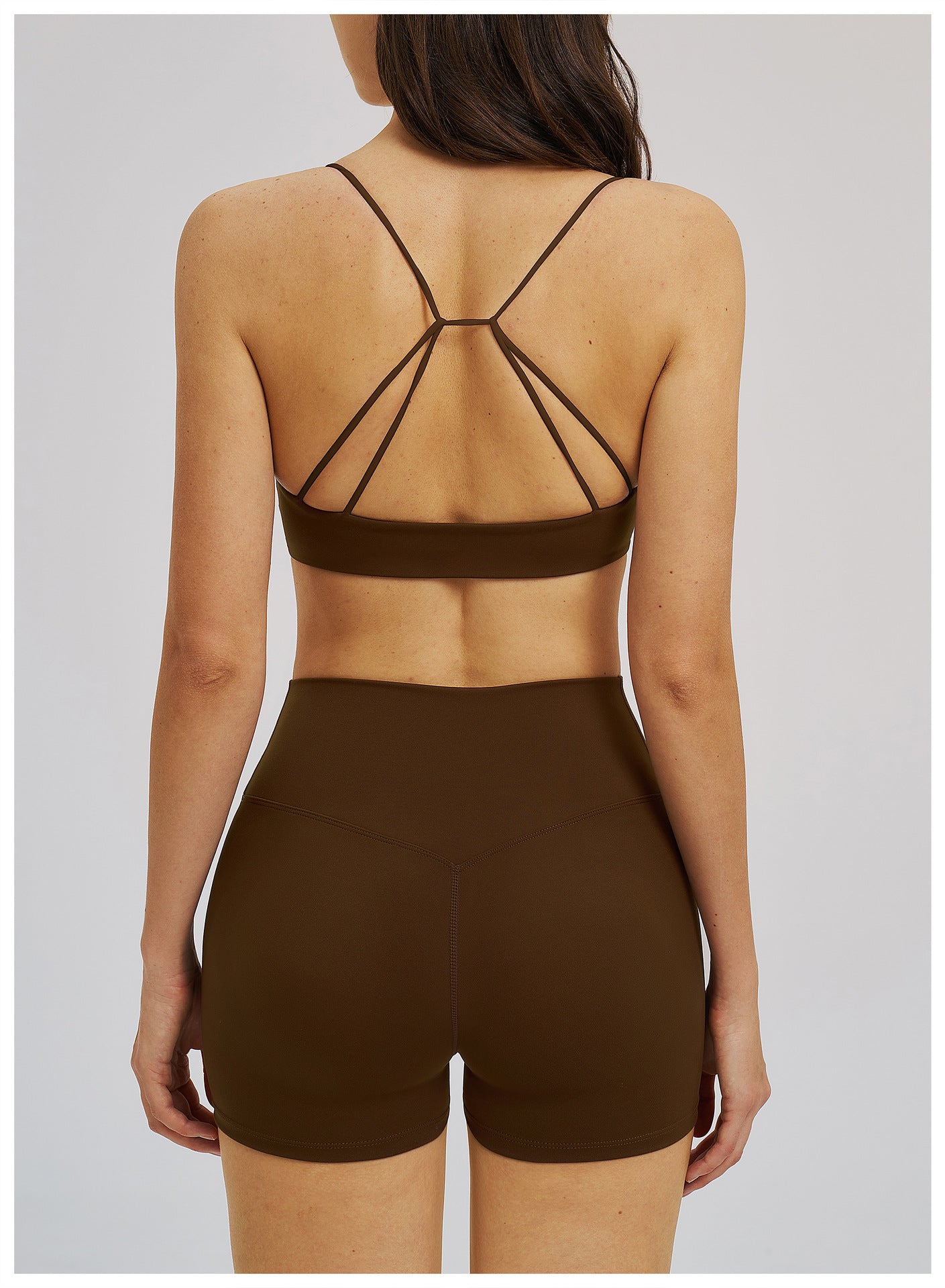 Brushed Sports Bra V neck Thin Strap Beauty Back Casual Yoga Bra Sports Workout Workout Underwear