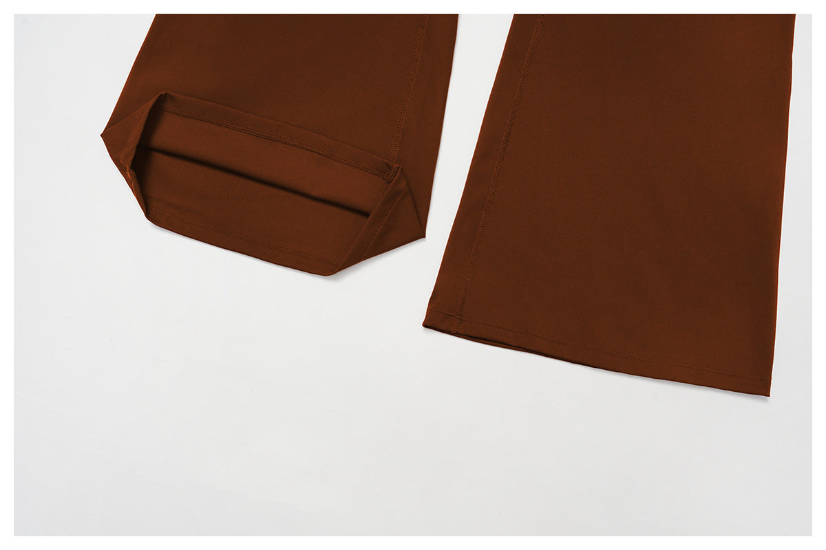 Brushed Sports Trousers High Waist Tight Wide Leg Slimming Bell Bottom Pants Sports Running Fitness Clothes