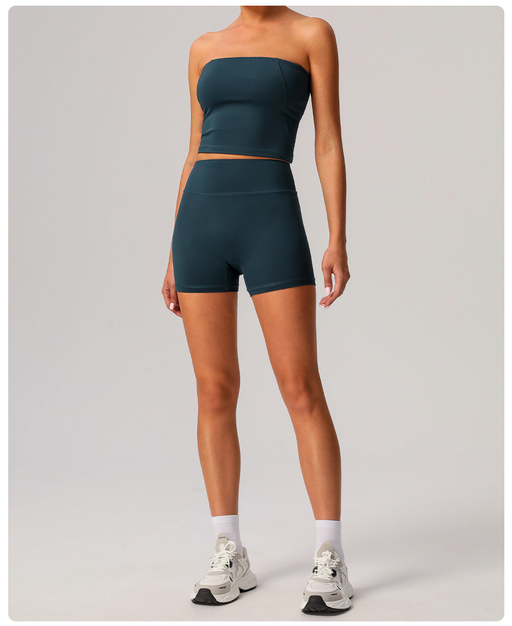Nude Feel Yoga Chest Wrapped Vest High Elasticity Skinny Exercise Top Women Outer Wear Casual Quick Drying Fitness Vest