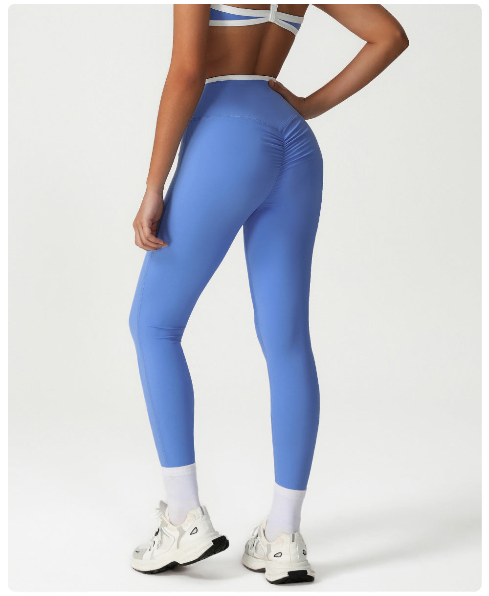 Nude Feel Skinny Yoga Pants Peach Hip Cross High Top Sports Ankle Length Pants Training Running Quick Drying Fitness Pants