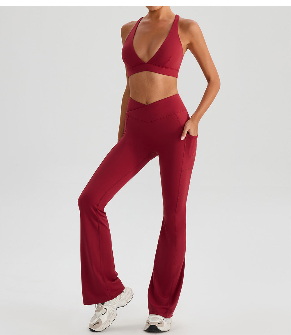 Wide Leg Pants High Waist Hip Lift Yoga Bootleg Pants Outerwear Fitness Pants Tight Sports Pants Women
