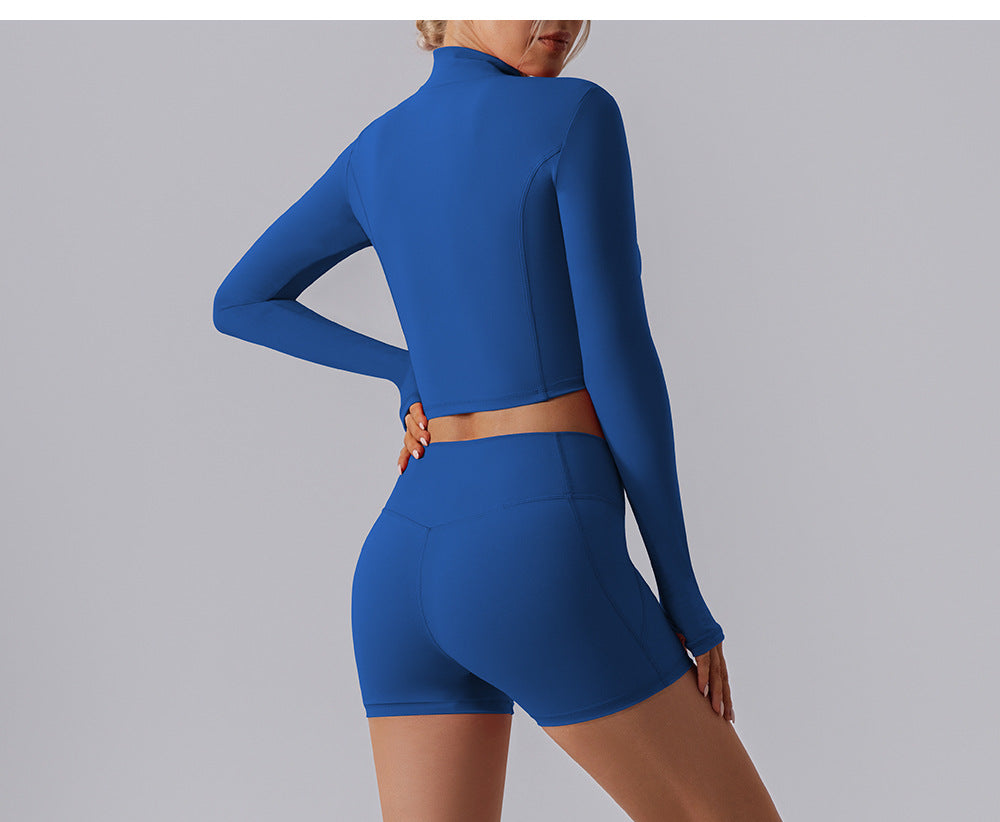 Half Long Sleeve Zipper Yoga Clothes Skinny Running Sports Outdoor High Strength Quick Drying Yoga Jacket Women