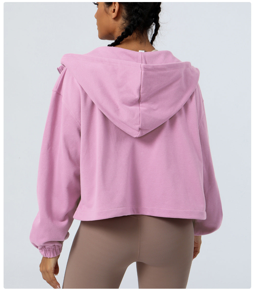 Loose Casual Sports Sweater Workout Top Outdoor Running Cycling Training Zipper Coat Sweatshirt Women
