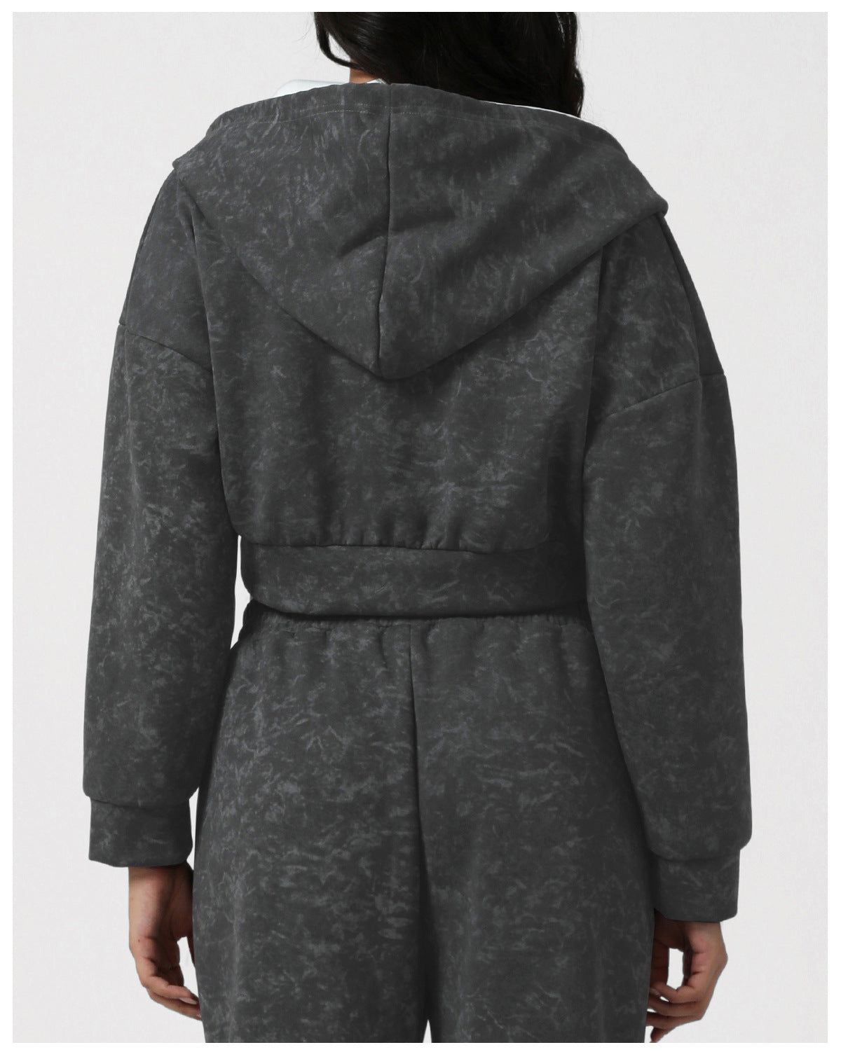 Printed Double Headed Zipper Yoga Jacket Short Autumn Winter Sexy Hooded Sweatshirt Workout Top