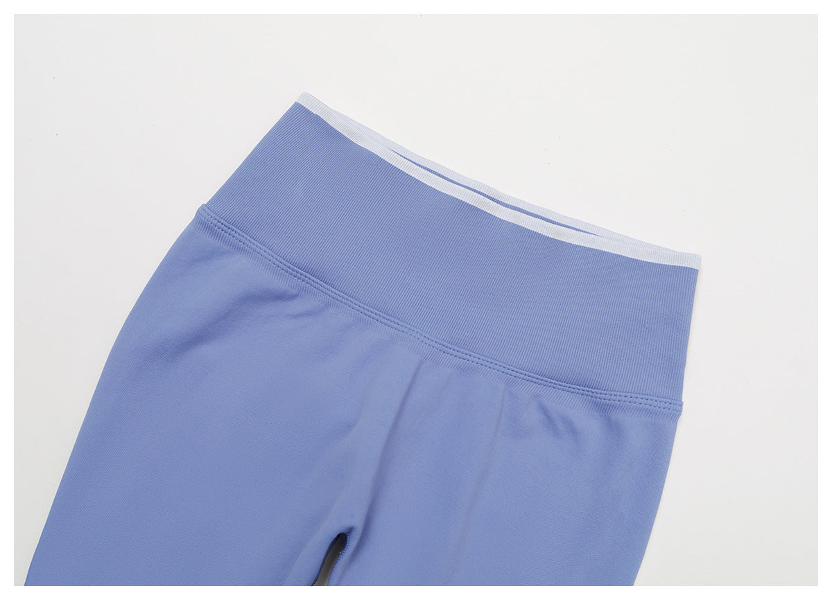 Seamless Yoga Trousers Contrast Color Binding High Waist Slim Trousers Sports Running Fitness Pants