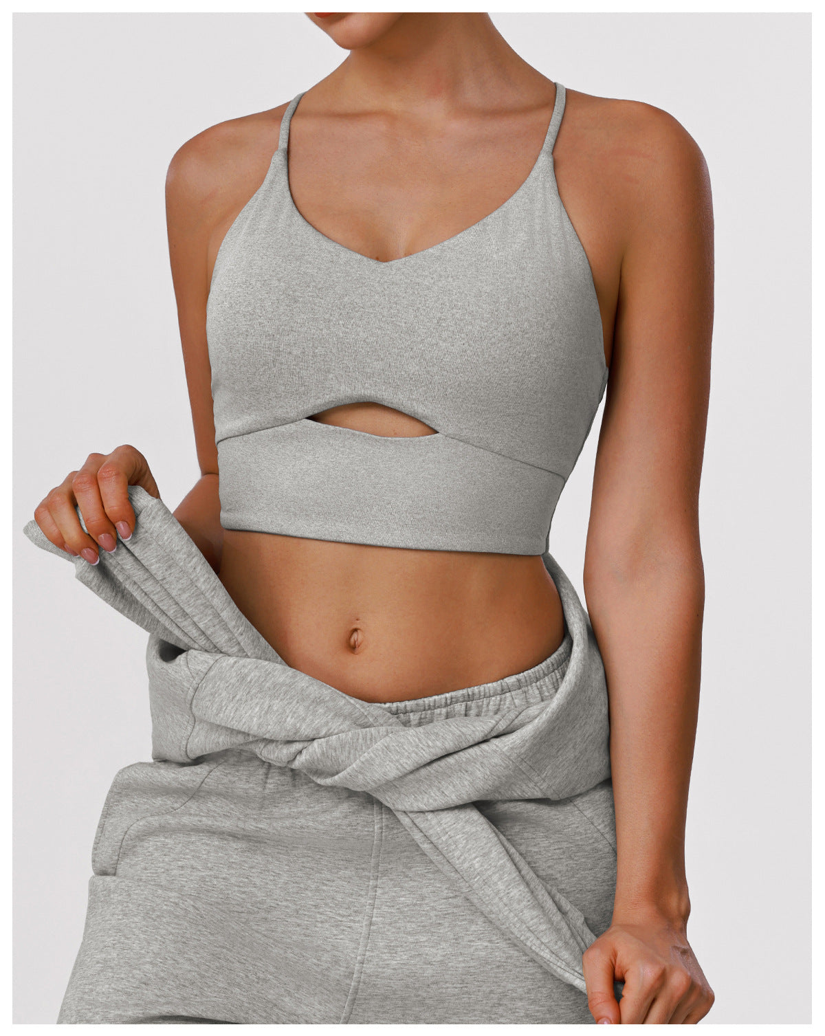 Workout Exercise Underwear Naked Women Sense Hollow Out Cutout out Spaghetti Strap Shockproof Push up Beauty Back Running Yoga Bra