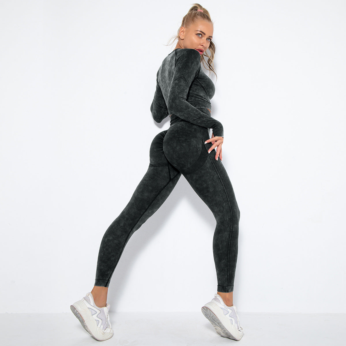 Internet Celebrity Seamless Washed Smile Yoga Suit Outdoor Sports Workout Sexy Hip Yoga Pants