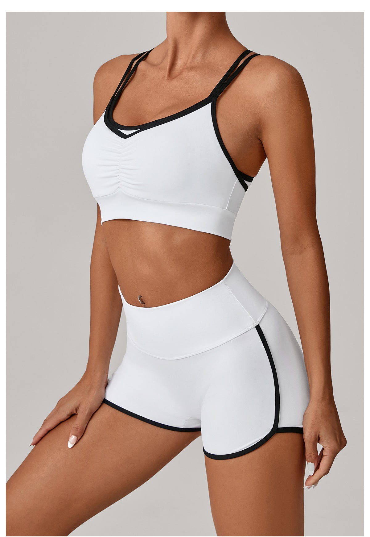 Contrast Color Bra Bum Lift Shorts Two Piece Set Color Matching Skinny Running Fitness Yoga Set