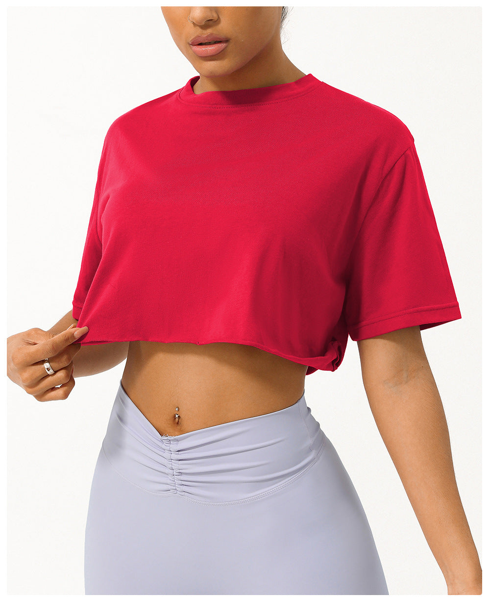 Spring Summer Dance Running Sports Short Sleeve Yoga Suit Women Casual All Matching Workout Top Loose Exercise T Shirt Women