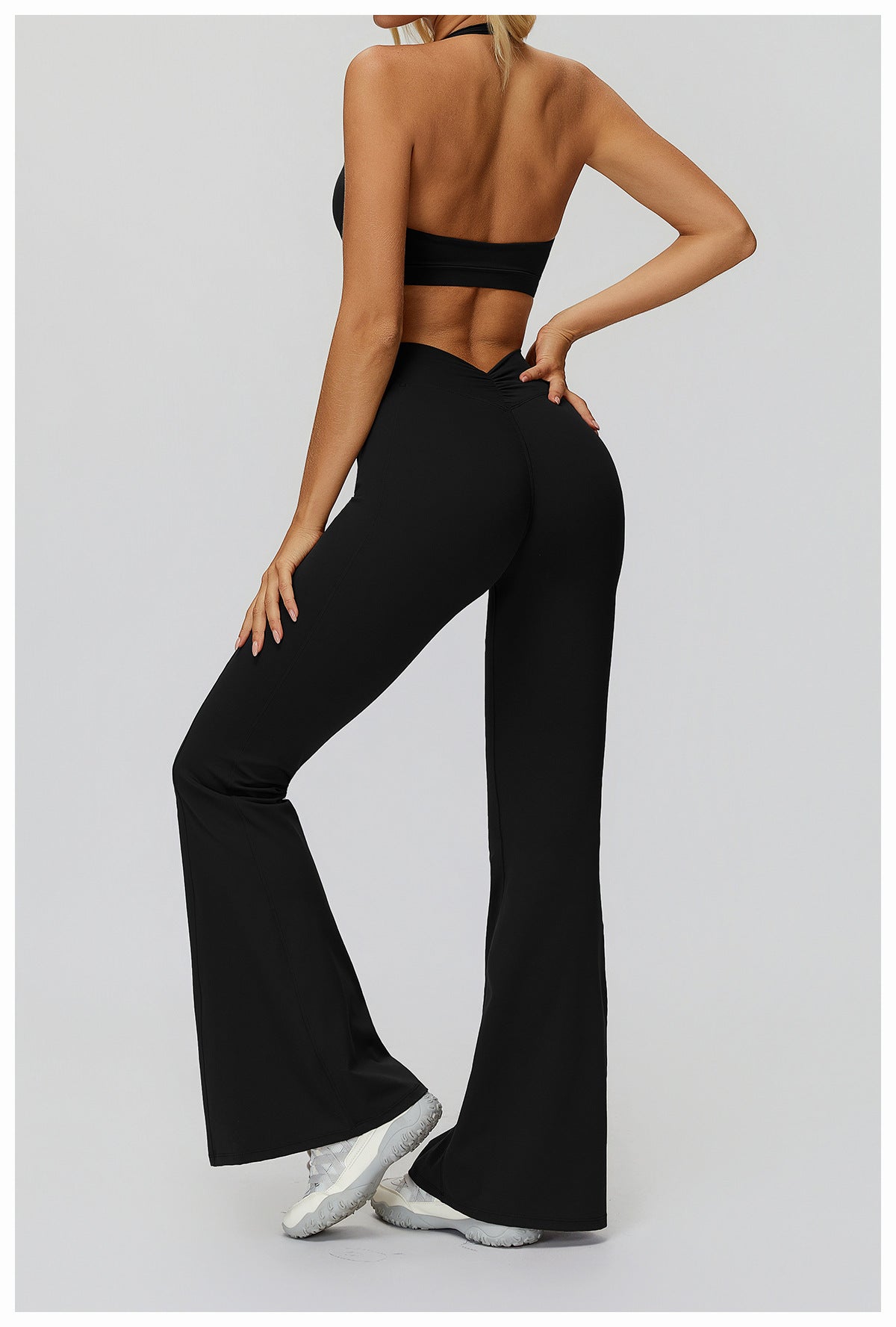 Yoga Bell Bottom Pants High Waist Pleated Micro Pull Slimming Trousers Running Sports Bell Bottom Pants
