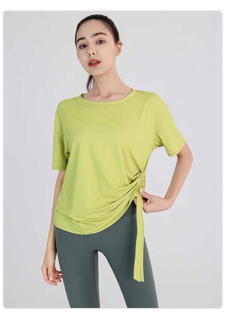 Yoga Clothes Women Spring Summer Short Sleeve Quick Drying Clothes T-shirt Slimming Internet Celebrity Workout Clothes Morning Running Loose Sports Top
