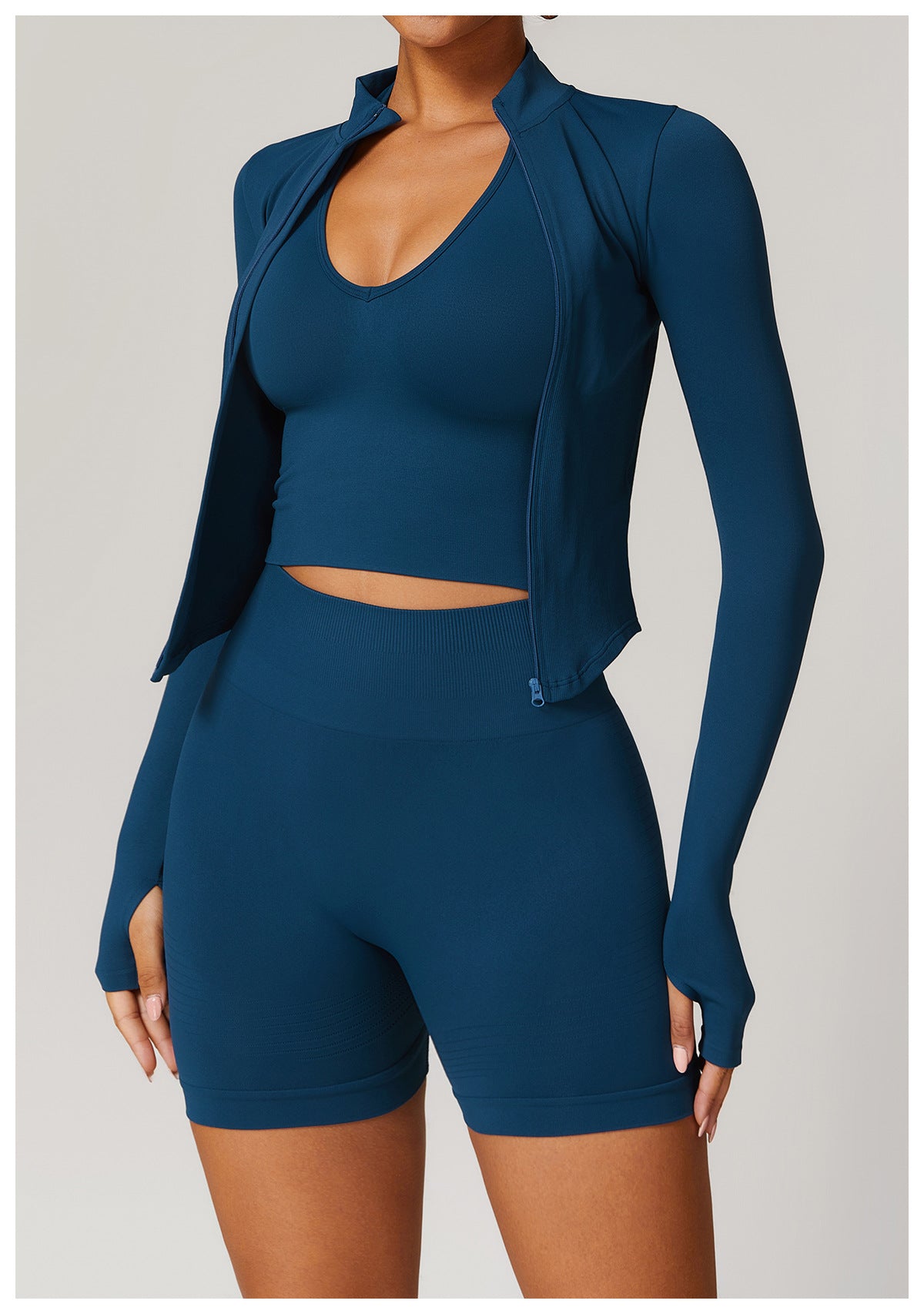 Sollinarry Stand Collar Long Sleeve Zipper Yoga Jacket Women Tight Quick Drying Yoga Clothes Outdoor Fitness Sports Top