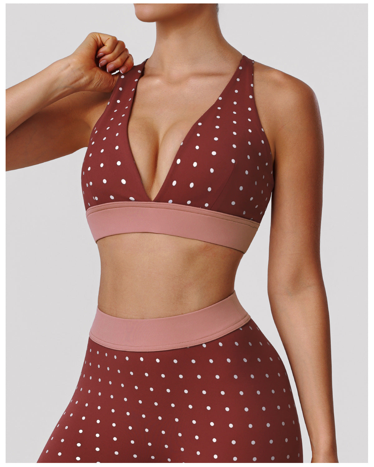 Push up Color Matching Dot Sexy Yoga Underwear Cross Beauty Back High Elastic Sports Underwear Training Workout Clothes