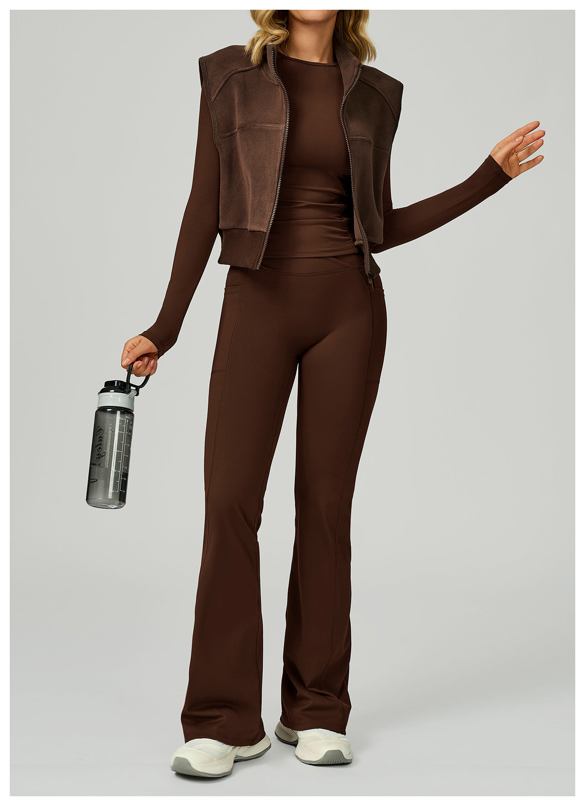 Turtleneck Autumn Winter Velvet Vest Sleeveless Outer Wear Zipper Sports Vest Outdoor Running Top