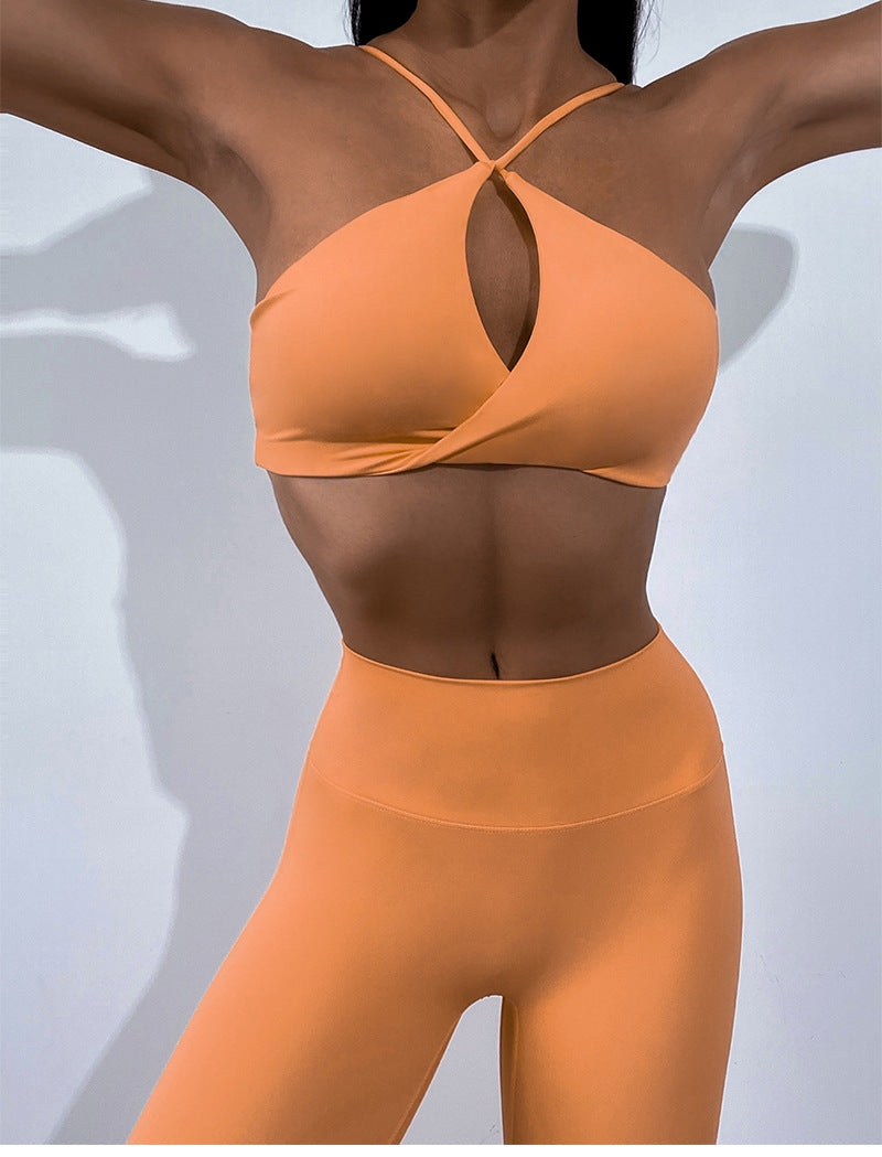 Super Stretch Running Fitness Yoga Wear Women Twist Bra Pleated Yoga Pants Four Piece Set