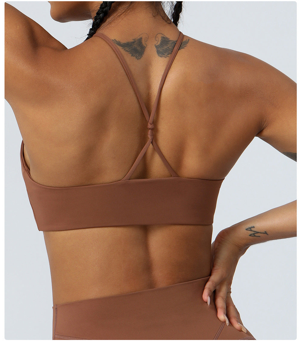 Thin Belt Beauty Back Exercise Underwear Nude Feel Yoga Clothes Running Workout Bra Quick-Drying Yoga Vest