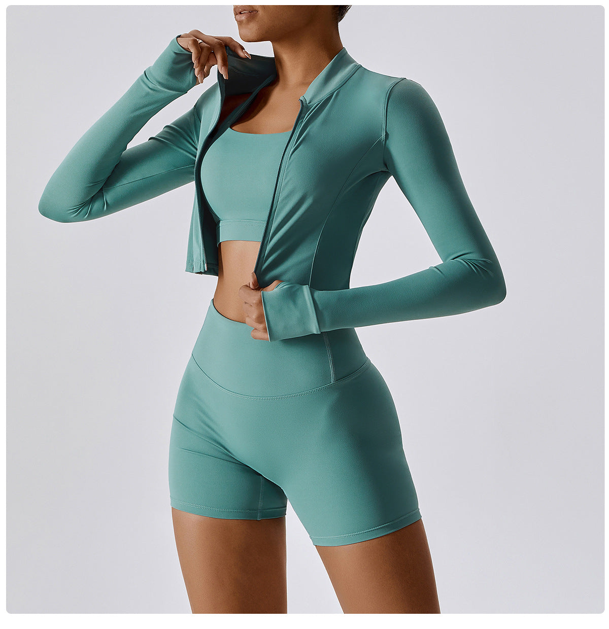 Zipper Outdoor Running Sports Yoga Jacket Slimming Workout Long Sleeve Coat Girls Quick Drying Yoga Clothes