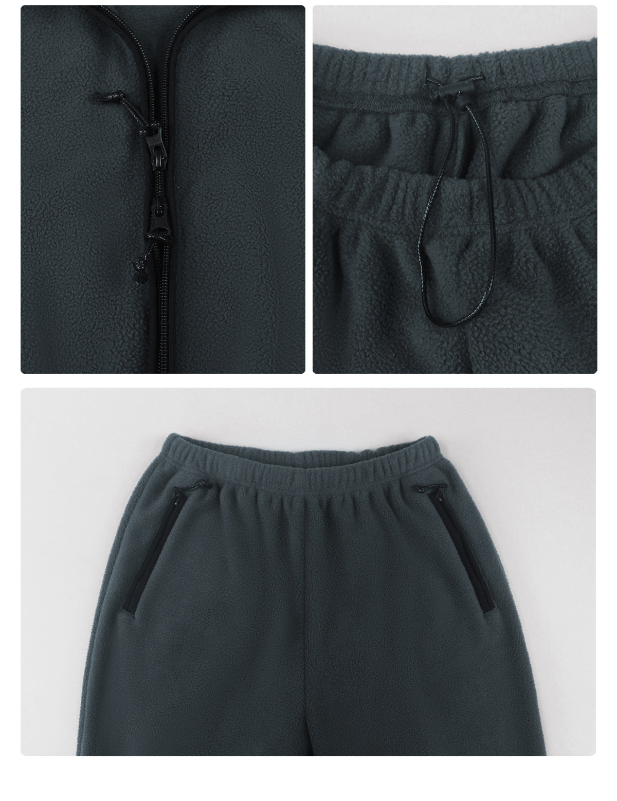Thickened Double Sided Polar Fleece Casual Autumn Winter Warm Stand Collar Jacket Wide Leg Trousers Sports Two Piece Sets