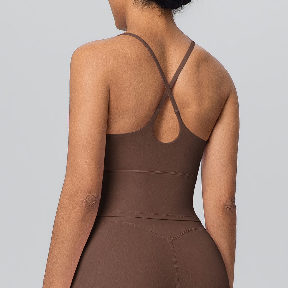 Solid Color Micro Brushed Bra Cross Sling Beautiful Back Sports Vest Casual Running Fitness Top Yoga Clothes