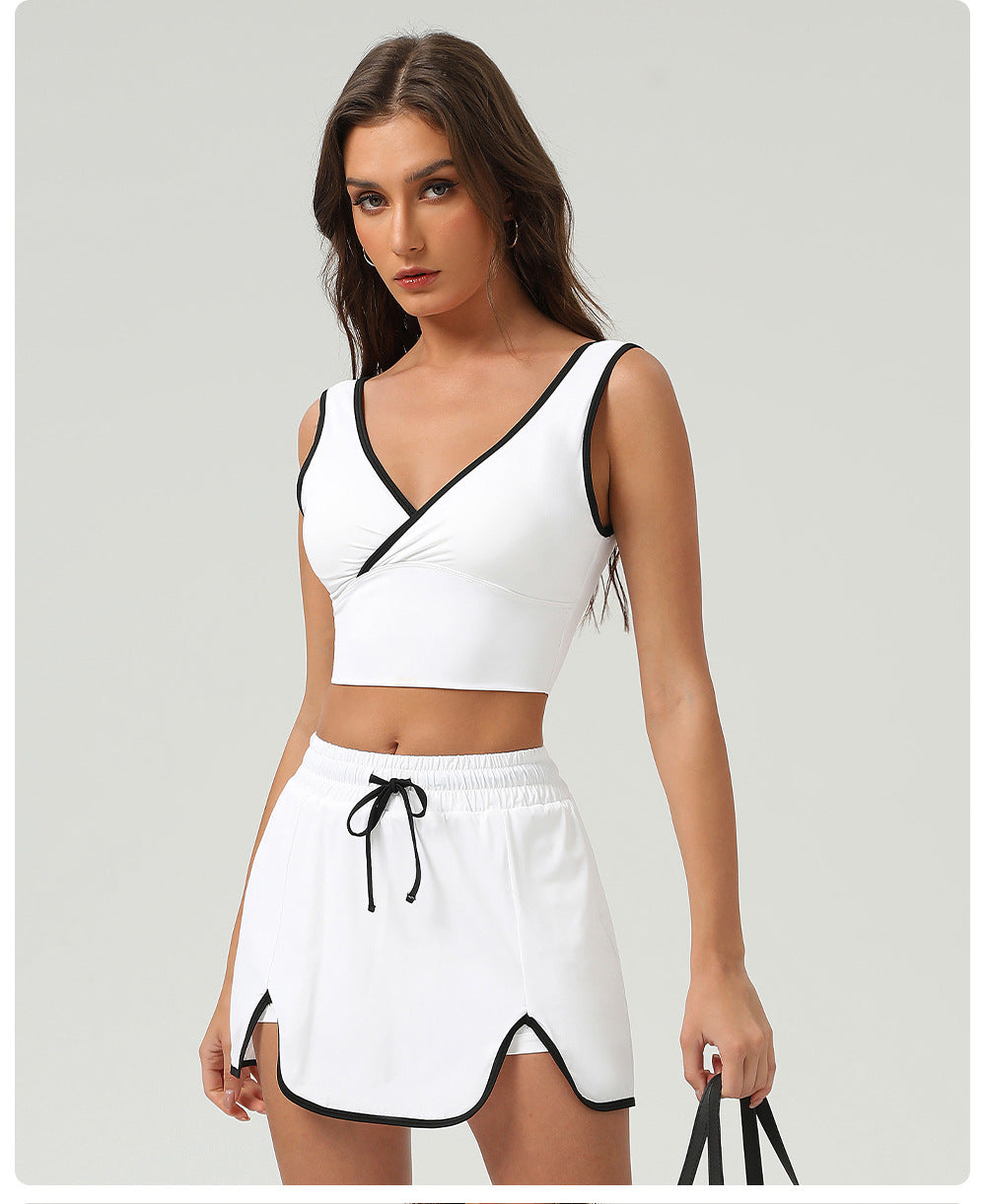 Summer Sports Casual Suit Running Exercise Vest Short Skirt Golf Suit Badminton Tennis Women