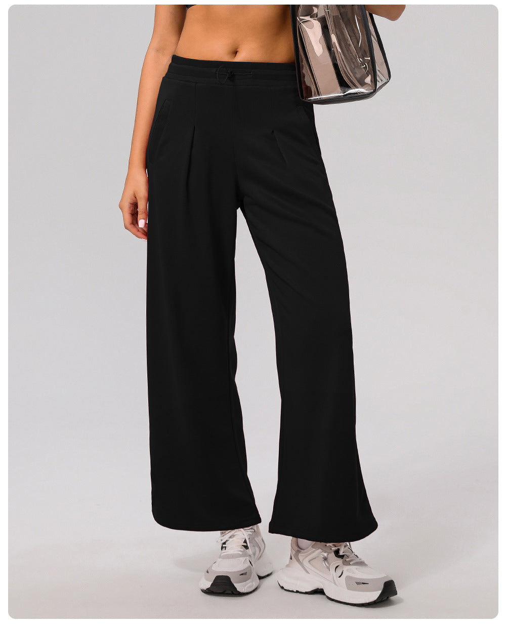 Casual Sports Wide Leg Pants High Waist Hip Lift Draped Pants Slimming Pocket Loose Yoga Dance Pants