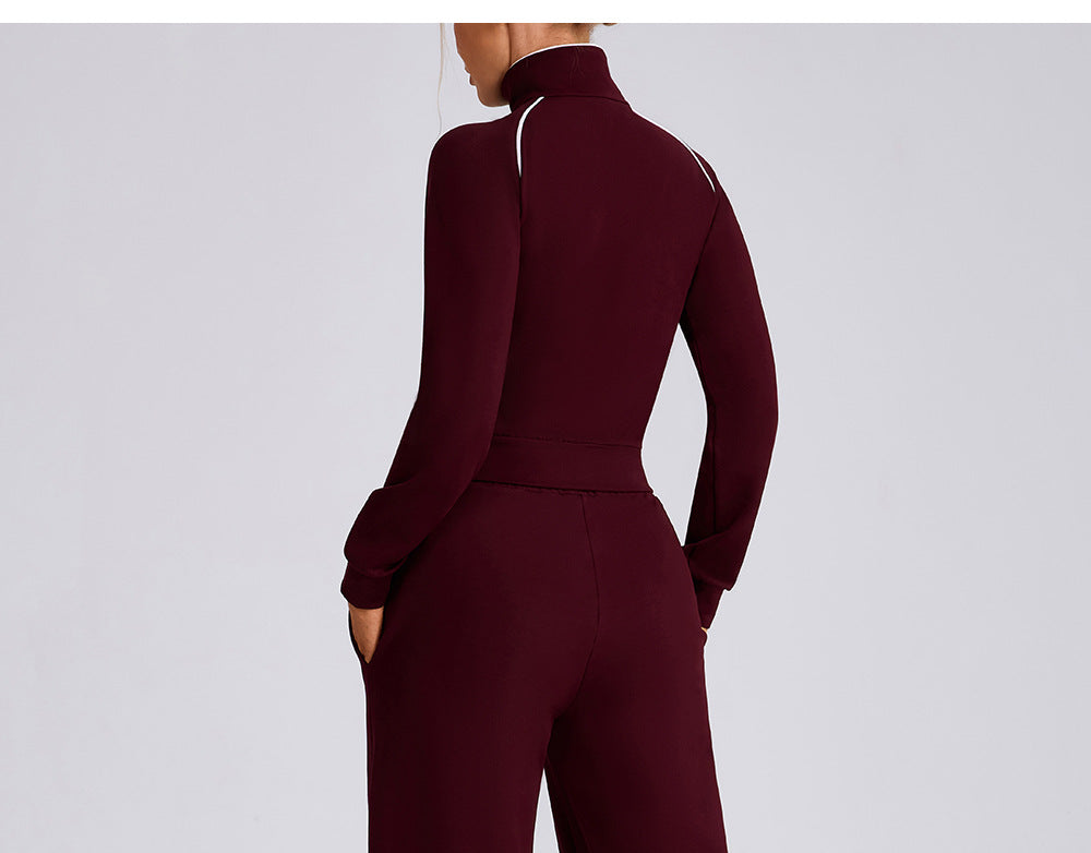 Contrast Color Sweatshirt Suit Loose Casual Comfortable All Match Outdoor Running Cycling Mountaineering Set