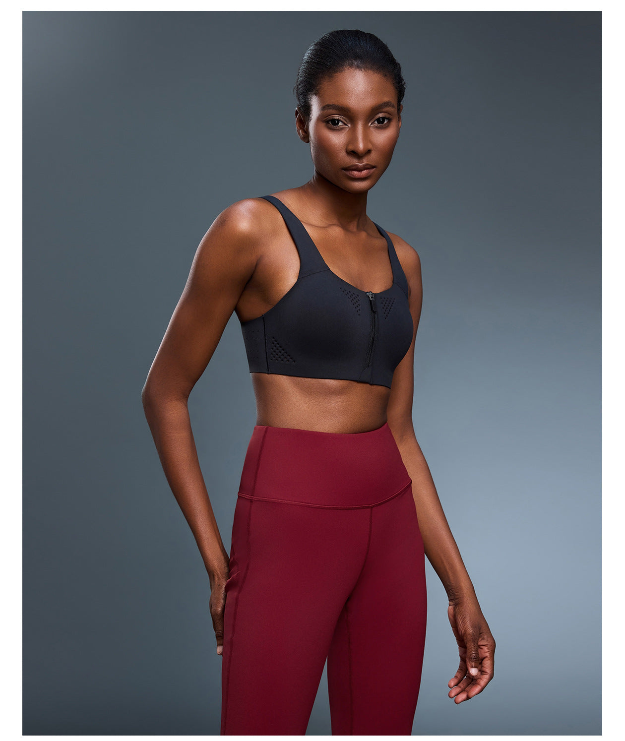 High Strength Support Sports Underwear Front Zipper Yoga One Piece Cup Shockproof Running Training Backless Bra