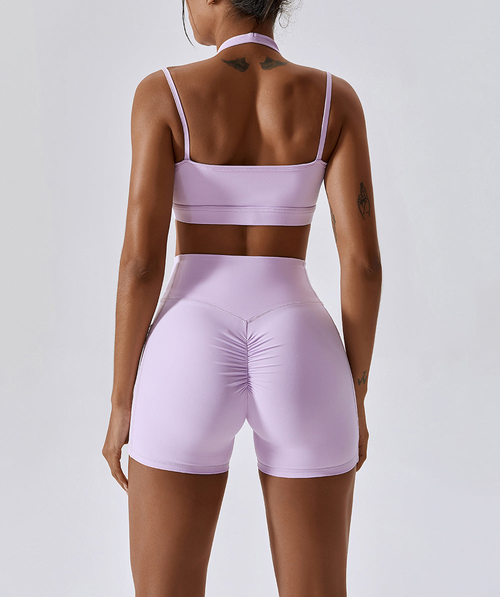 Sollinarry Criss Cross Nude Feel Yoga Clothes Women Hip Lift Quick Drying Breathable Skinny Running Suit Sports Back Shaping Workout Clothes