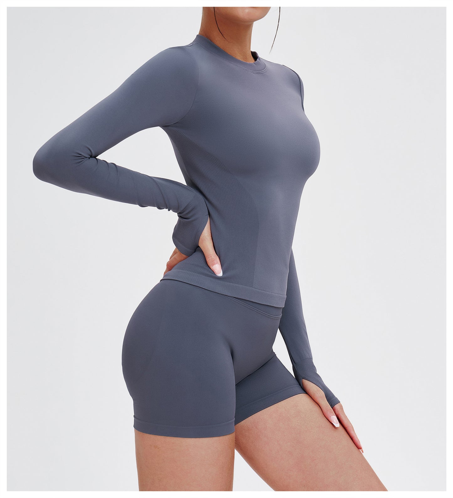 Women Seamless Yoga Long Sleeve round Neck Tight Comfortable Exercise Yoga Clothes Outdoor Running Workout T shirt