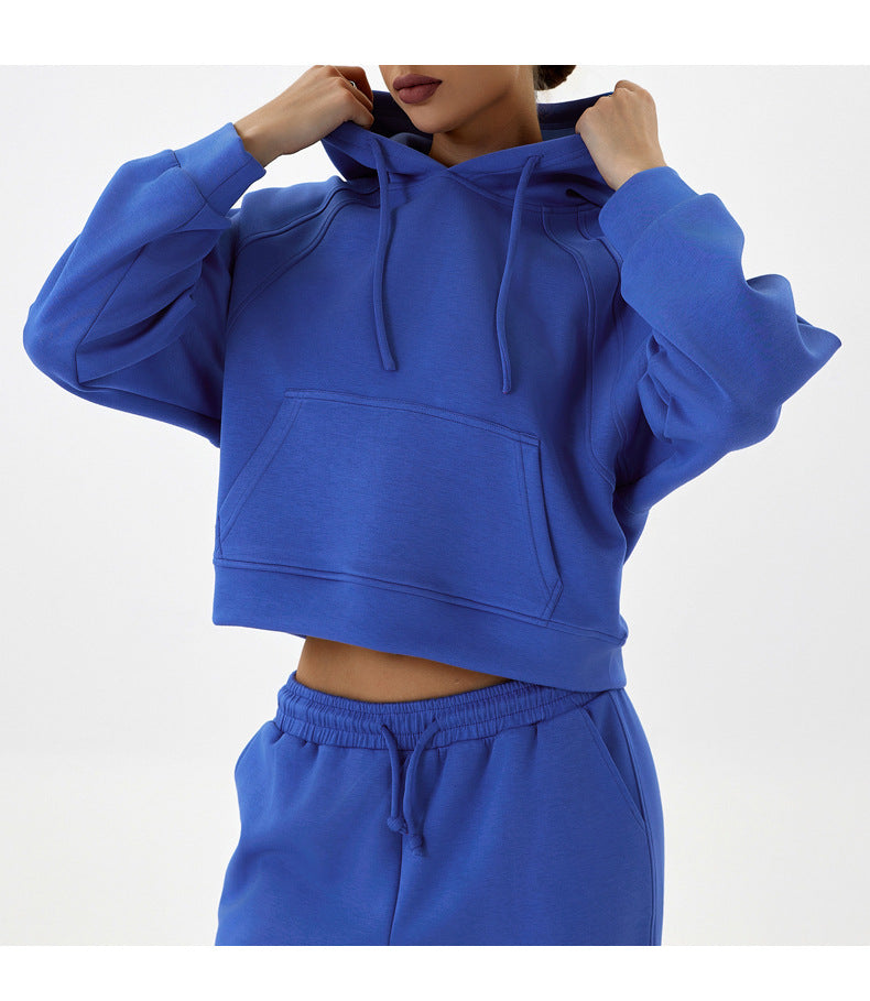 Casual Exercise Sweater Hooded Loose Top Autumn Winter Outdoor Running Training Fitness
