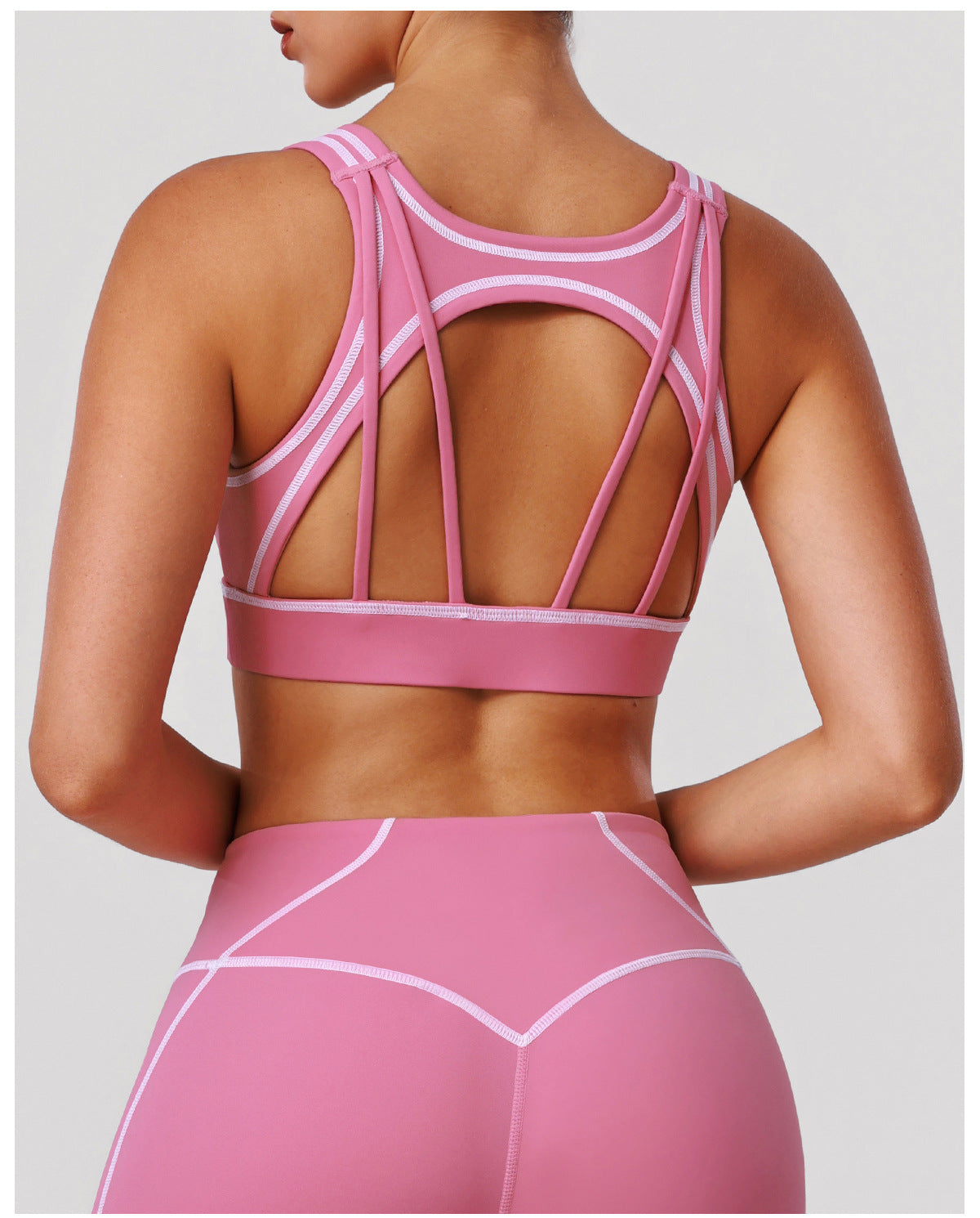 Sports Yoga Shaping Bra Contrast Color Shockproof Training Workout Underwear Hollow Out Cutout-out Beauty Back Sports Vest with Pad