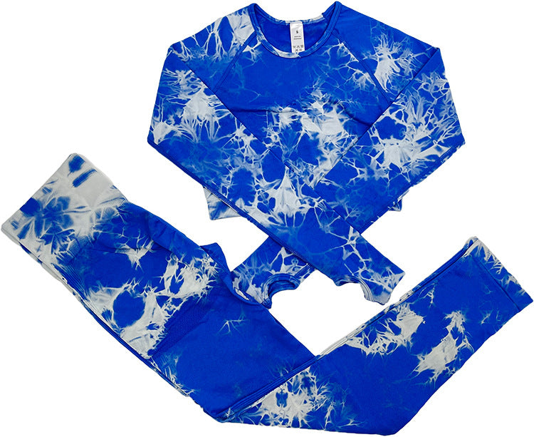 Tie Dye Sports Suit Women High Waist Hip Lift Tight Sports Pants Outdoor Fitness Breathable Yoga Clothes