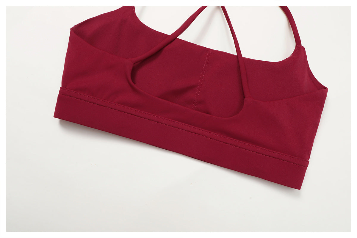 Summer Nude Feel Sports Underwear Cross Back High Grade Yoga Bra Running Workout Vest Women