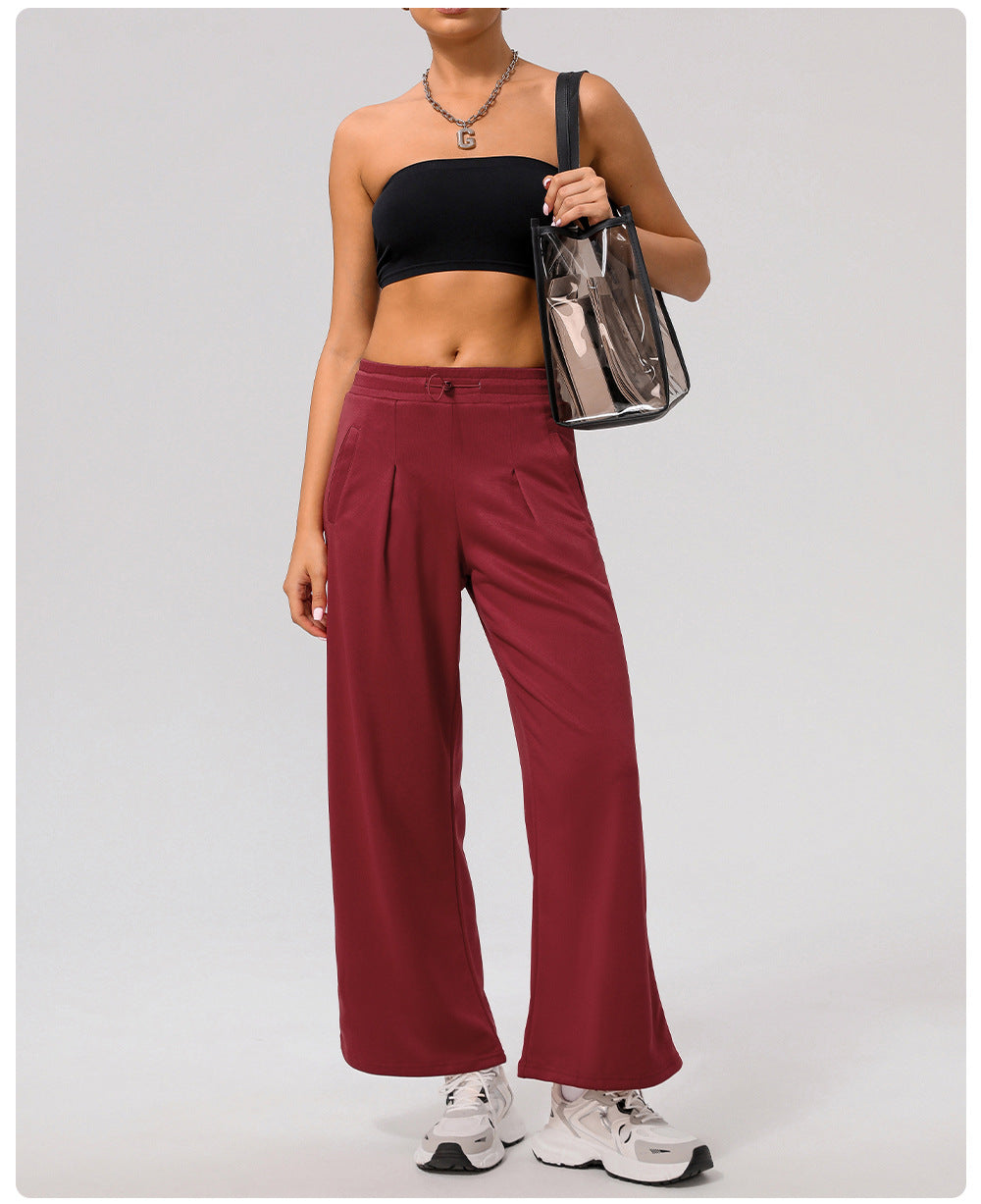 Casual Sports Wide Leg Pants High Waist Hip Lift Draped Pants Slimming Pocket Loose Yoga Dance Pants