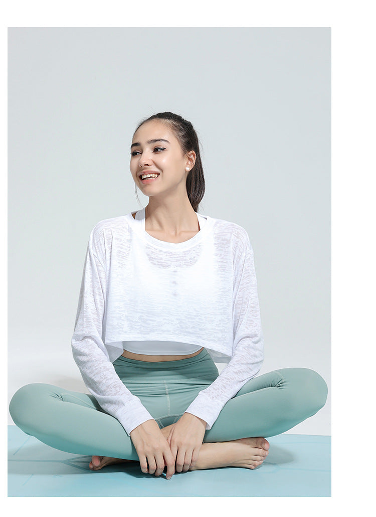 Sports Top Women Autumn Long Sleeve Loose T-shirt Running Yoga Clothes Workout Clothes Quick Drying Clothes Blouse