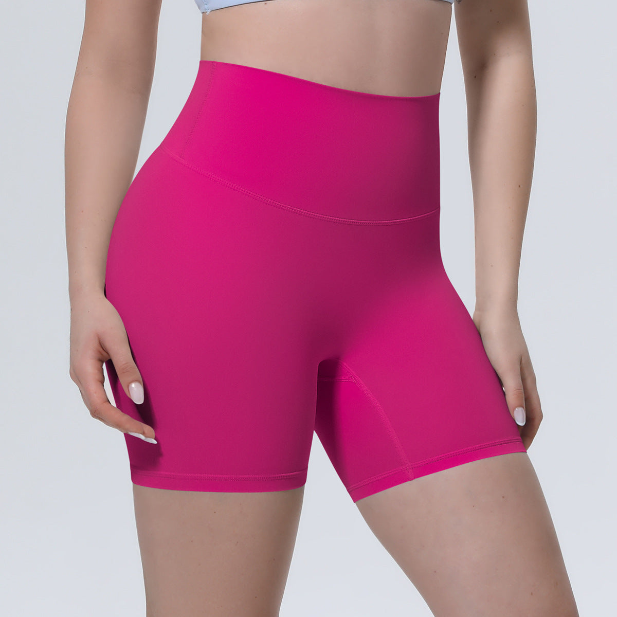 Nude Feel Yoga Pants Women High Waist Breathable Belly Contracting Fitness Shorts Peach Hip Tight Exercise Shorts