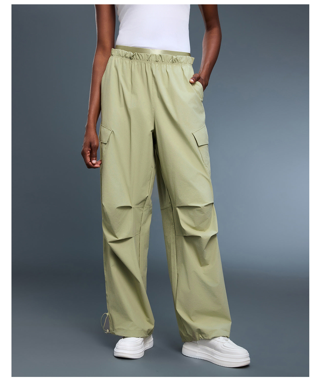 Paratrooper Overalls Women Double Waist Head Straight Leg Ankle Banded Pants Quick Drying Breathable Casual Sports Trousers