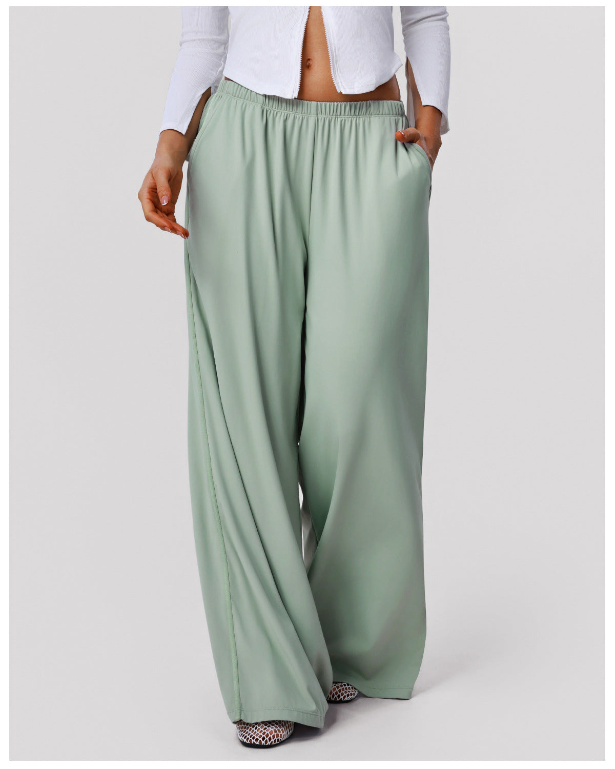 High Waist Drooping Casual Sports Trousers Indoor Dance Training Mop Pants Fitness Yoga Wide Leg Pants