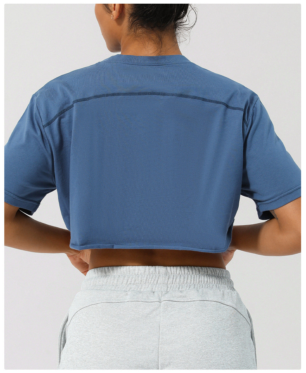 Spring Summer Dance Running Sports Short Sleeve Yoga Suit Women Casual All Matching Workout Top Loose Exercise T Shirt Women