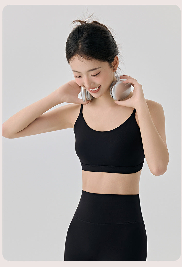 Beauty Back Yoga Underwear Semi Fixed Diamond Cup Women Spaghetti Strap Sports Fitness Clothes Bra