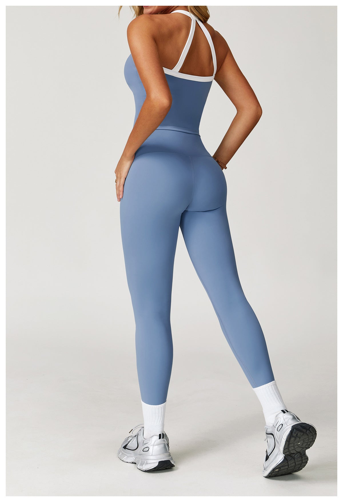 Sollinarry Nude Feel Yoga Pants High Waist Contrast Color Quick Drying Trousers Sports Running Fitness Sports Tights