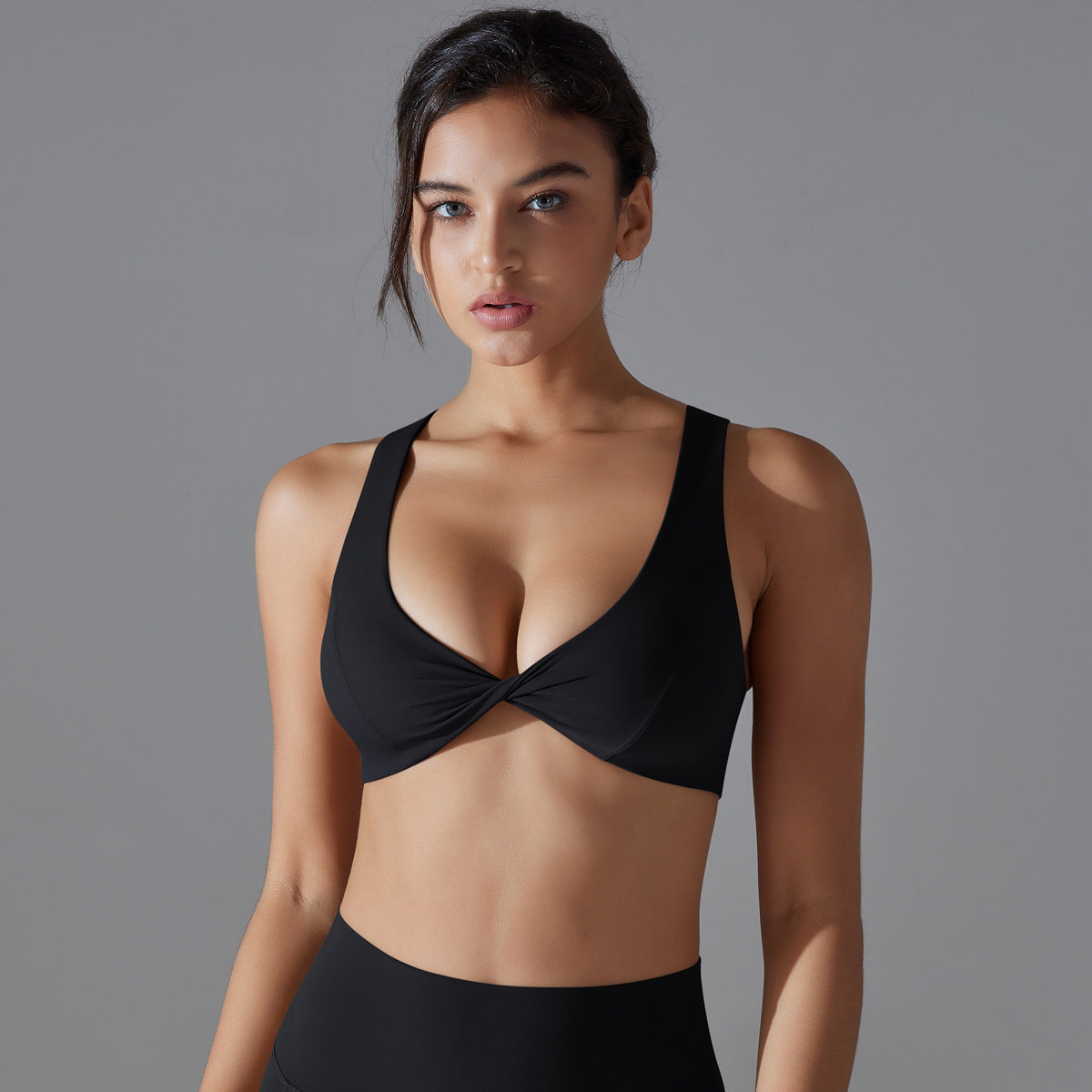 Sports Back Shaping Underwear Skin Friendly Nude Feel Breathable Sexy Hollow Out Cutout Yoga Vest Shockproof Push Up Yoga Bra