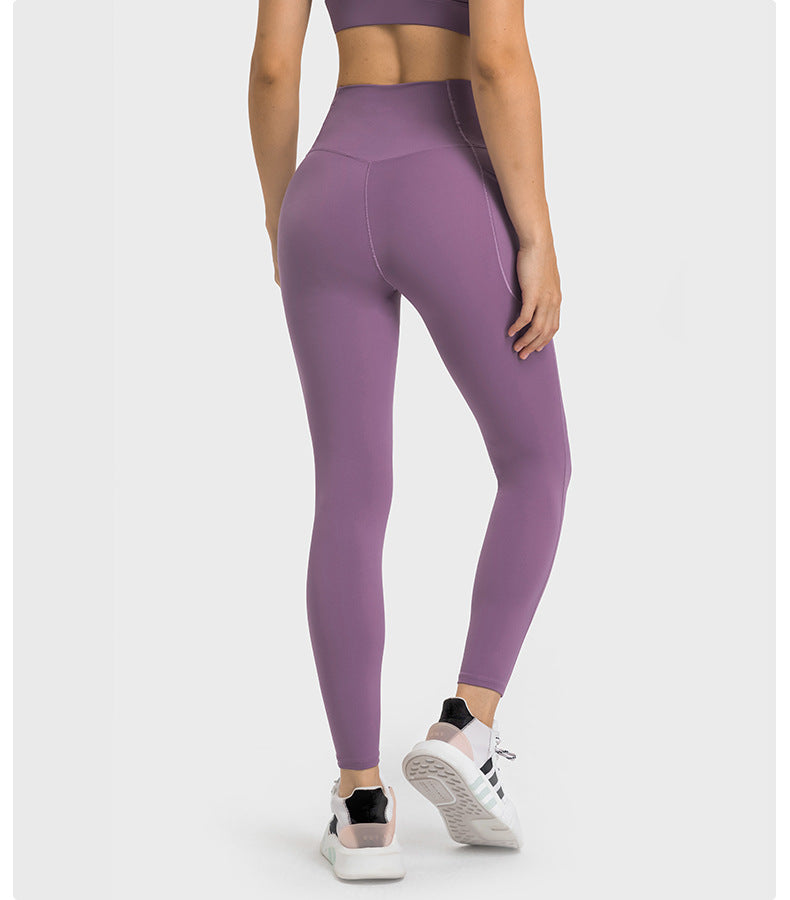 Criss Cross Waist Sports Tights Women Double-Side Pocket without T-Line High Elastic Hip Lifting Cropped Yoga Pants