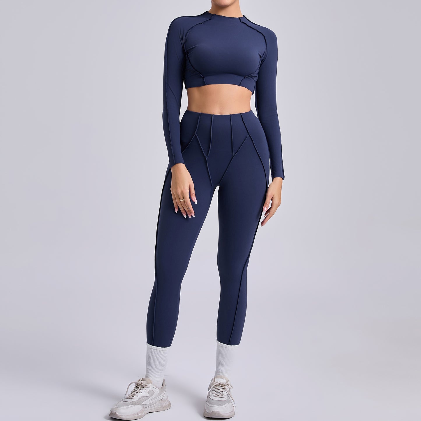 Autumn Sand Three Dimensional Beauty Yoga Two Piece Sets Women Pleated Hip Lifting All Match Yoga Clothes Running Exercise Workout Outfit