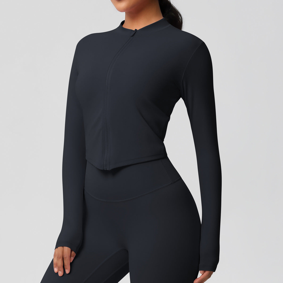 Nude Feel Sports Jacket Women Tight Training Workout Clothes Stand Collar Zipper Cardigan Nude Feel Yoga Clothes